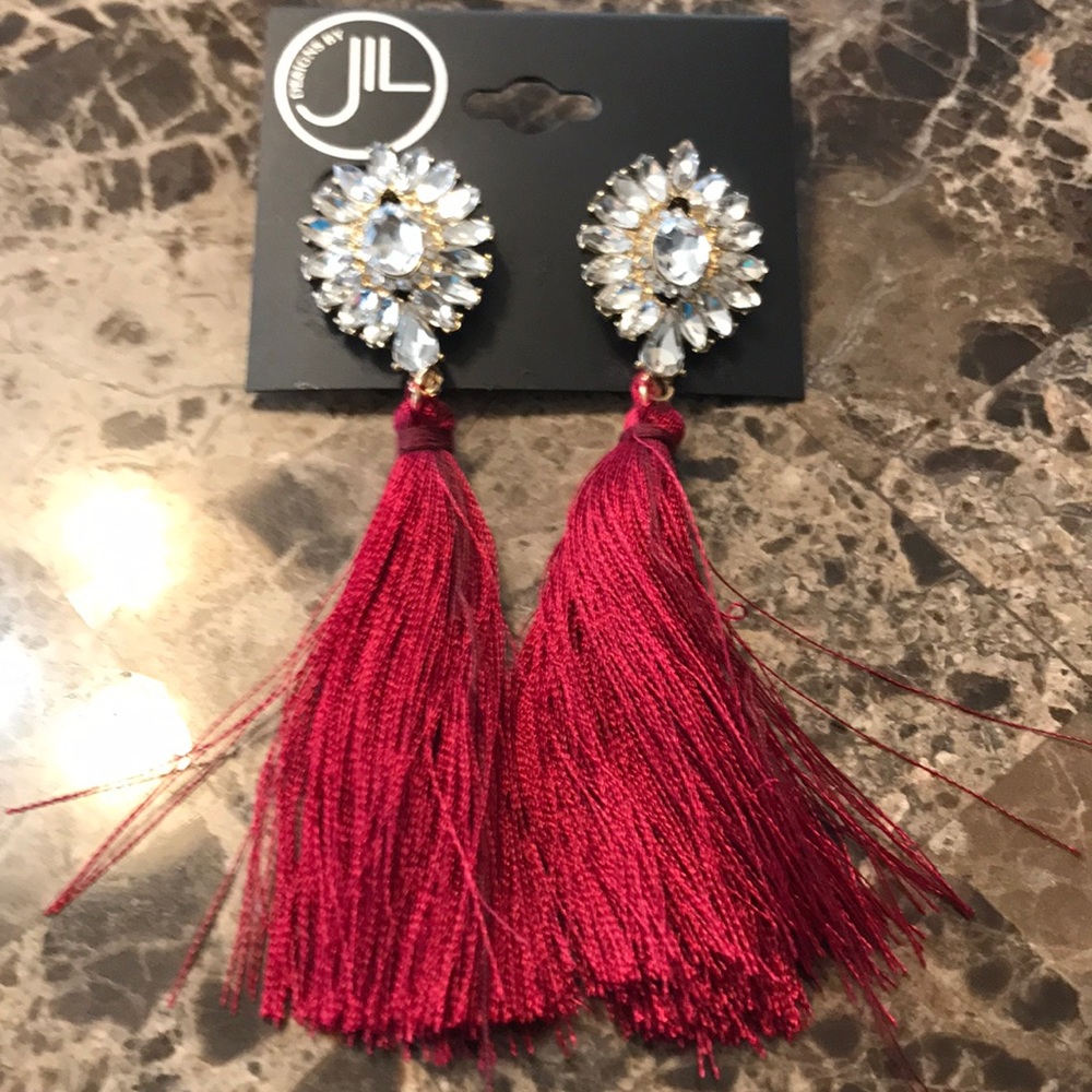 Rhinestone and tassel earrings